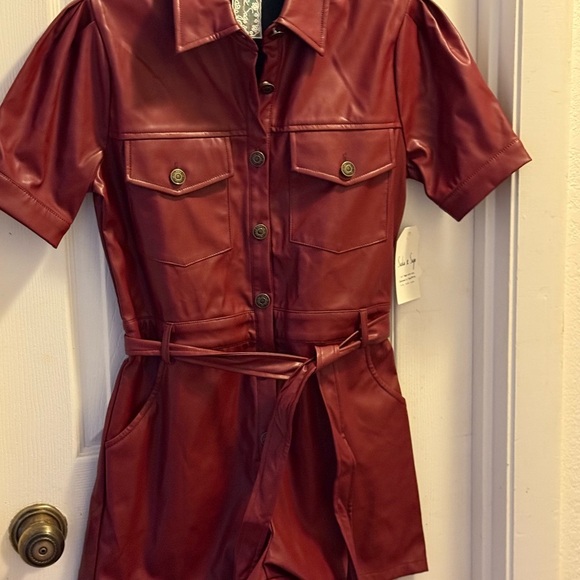 Sadie & Sage Pants - Sadie & Sage Vegan Leather Romper Women’s SZ Small NWT